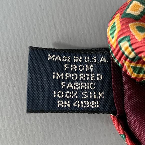 POLO by RALPH LAUREN Red Green Yellow Geometric Silk Tie - Picture 7 of 7